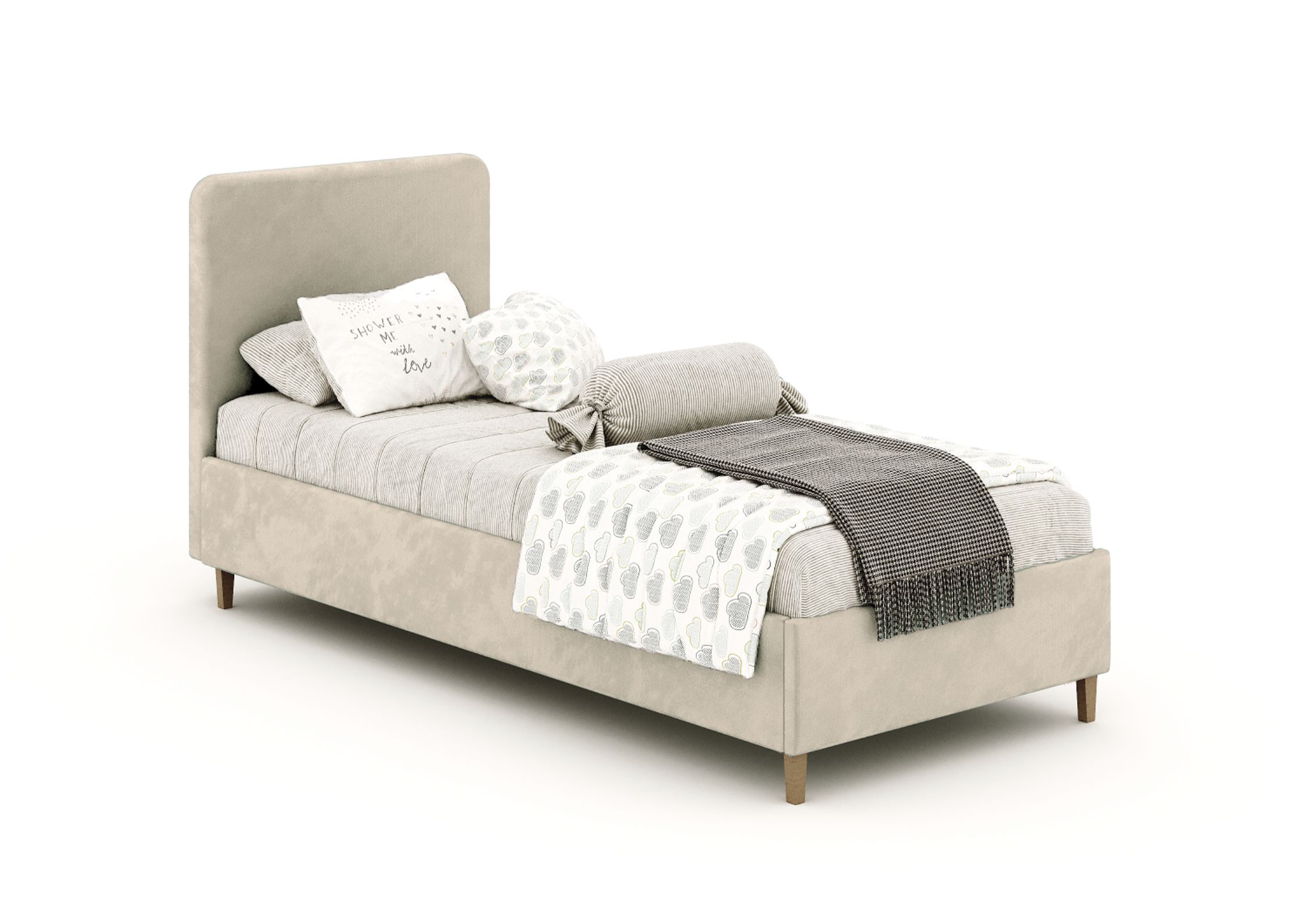 Beżowe łóżko dziecięce 90x200